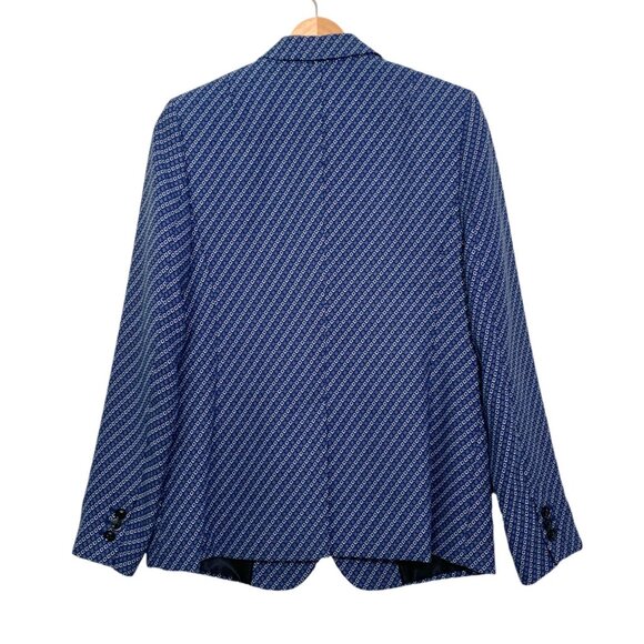 Banana Republic Womens Blue Patterned Blazer Size 6 Business Casual - Picture 2 of 14